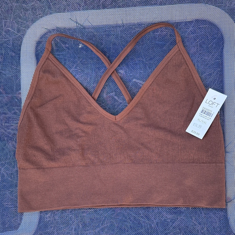 LOFT Chestnut Ribbed Bralette